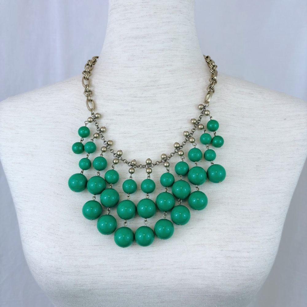 Stella & Dot Kelly Green Beaded Statement Necklace